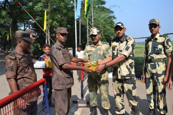 BSF distributes sweets with BGB to mark the celebration of Diwali